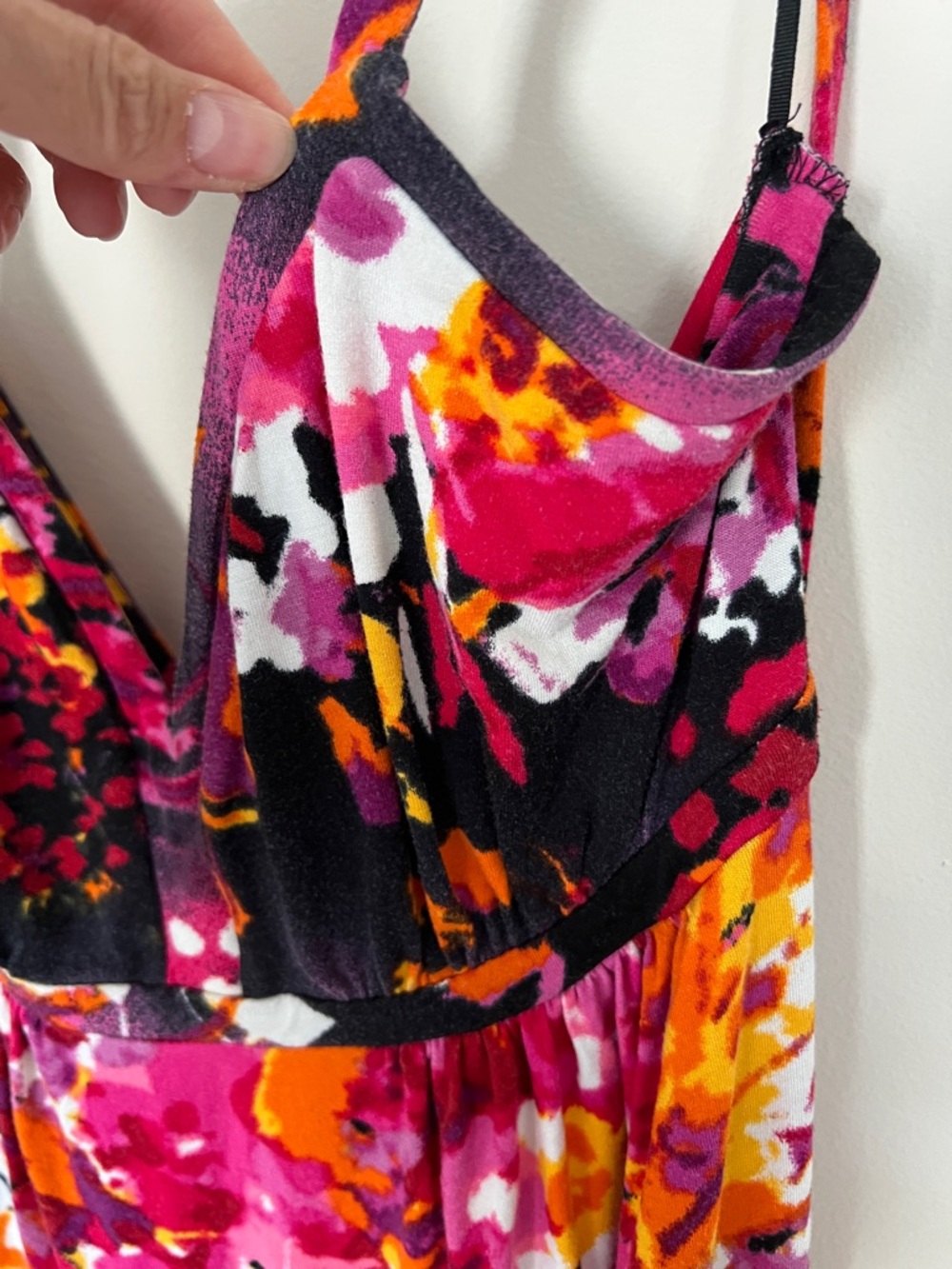 Express Bold Pink Floral Maxi Slip Dress Medium String Tie Colorful Girly - Picture 3 of 12